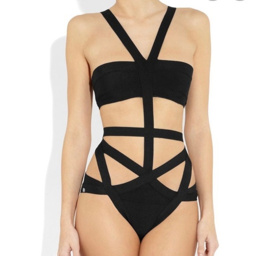 Herve Leger one piece bathing suit sz S!